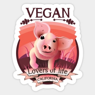 Vegan - Lovers of life. California Vegan (dark lettering) Sticker